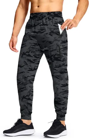 Men's Athletic Joggers Sweatpants with Zipper Pockets Running Gym Track Workout Pants for Men