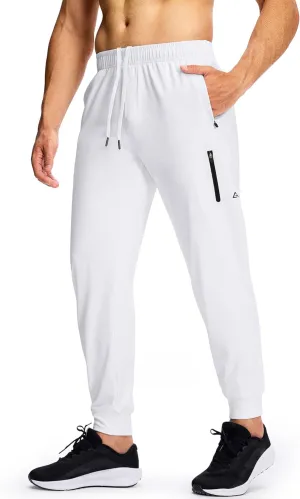 Men's Athletic Joggers Sweatpants with Zipper Pockets Running Gym Track Workout Pants for Men