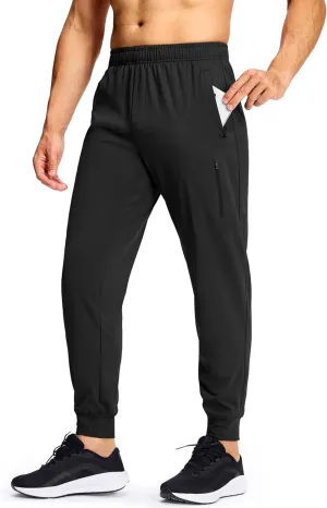 Men's Athletic Joggers Sweatpants with Zipper Pockets Running Gym Track Workout Pants for Men