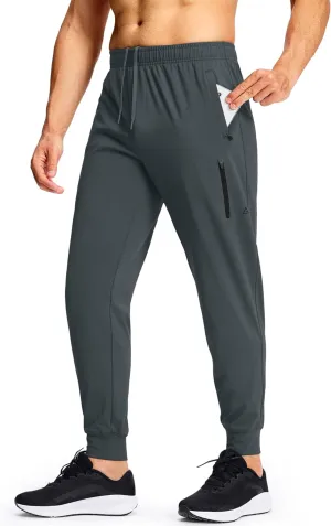 Men's Athletic Joggers Sweatpants with Zipper Pockets Running Gym Track Workout Pants for Men