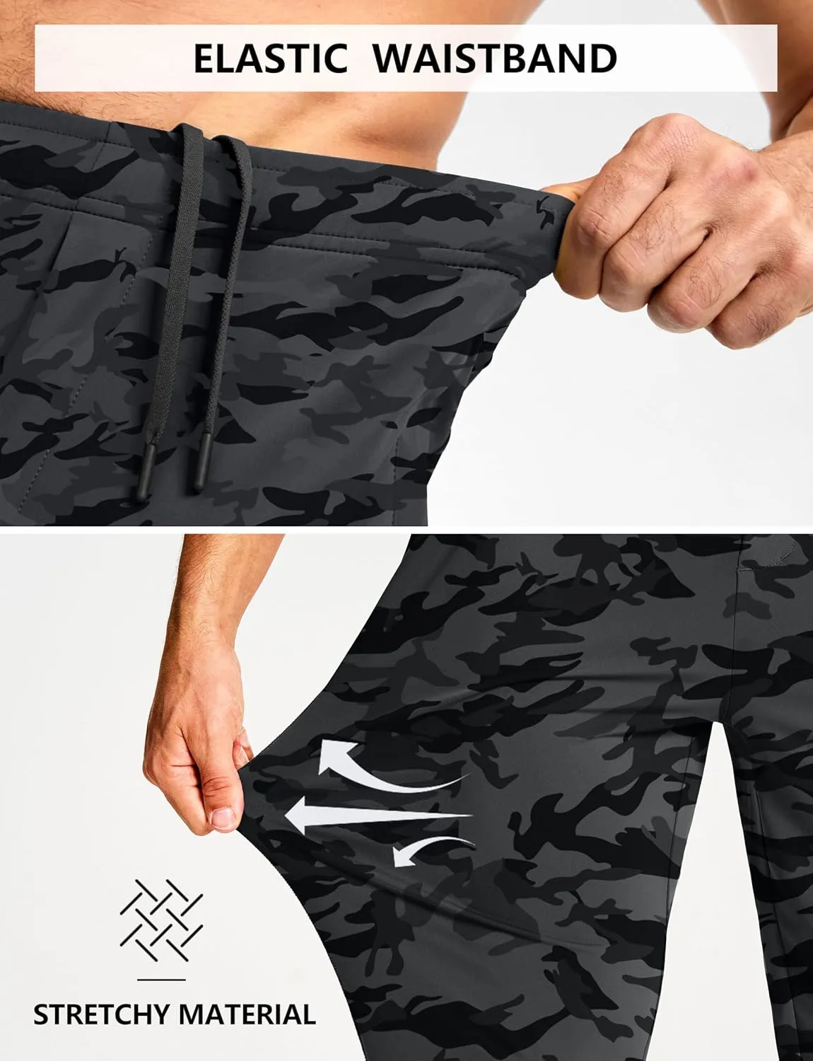 Men's Athletic Joggers Sweatpants with Zipper Pockets Running Gym Track Workout Pants for Men
