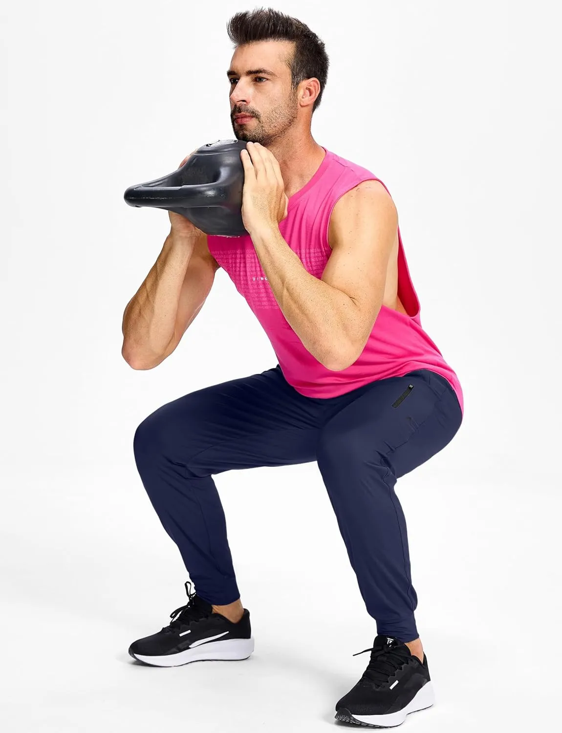 Men's Athletic Joggers Sweatpants with Zipper Pockets Running Gym Track Workout Pants for Men