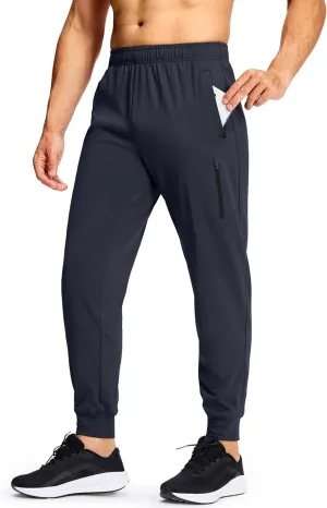 Men's Athletic Joggers Sweatpants with Zipper Pockets Running Gym Track Workout Pants for Men