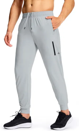 Men's Athletic Joggers Sweatpants with Zipper Pockets Running Gym Track Workout Pants for Men