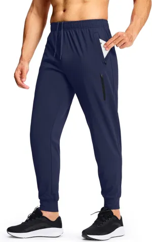 Men's Athletic Joggers Sweatpants with Zipper Pockets Running Gym Track Workout Pants for Men