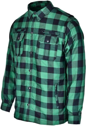 Men's Biker Armored Checkered Flannel Shirt with Kevlar, Waterproof Zippers & C.E. Approved Armors