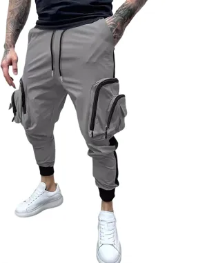 Men's Cargo Jogger Pants Stretch Sweatpants Slim Fit Tactical Pants with Zipper Pockets Casual Trousers Men's Casual Slim Fit Pants Skinny Stretch Dress Slacks #18- Grey XX-Large