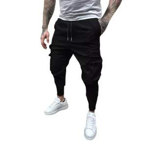 Men's Cargo Jogger Pants Stretch Sweatpants Slim Fit Tactical Pants with Zipper Pockets Casual Trousers Men's Casual Slim Fit Pants Skinny Stretch Dress Slacks #21- Black XX-Large