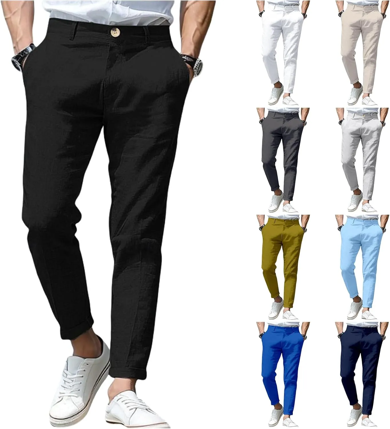Men’s Casual Dress Pants Slim Fit Stretch Flat Front Tapered Dress Pants Business Comfortable Stylish Golf Suit Pants