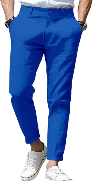 Men’s Casual Dress Pants Slim Fit Stretch Flat Front Tapered Dress Pants Business Comfortable Stylish Golf Suit Pants