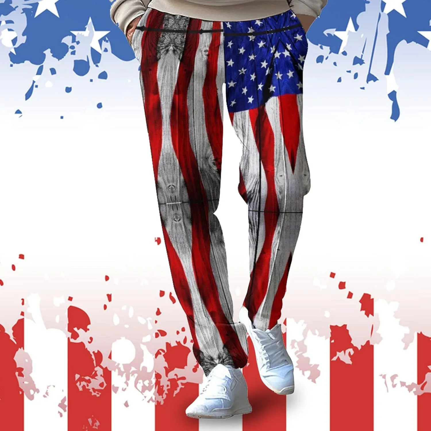 Men's Color Block Slacks Irregular Plaid Printed Casual Pants Beach Vacation Pants Elastic Waist Spring Trousers