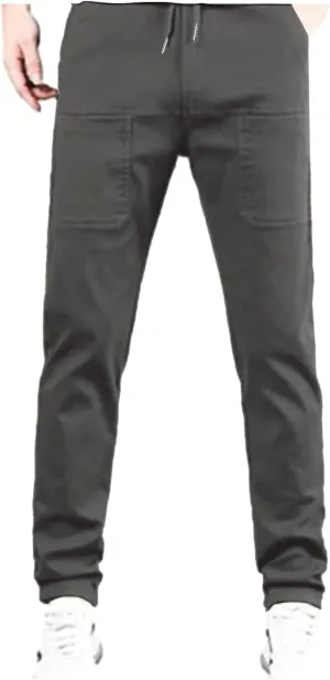 Mens Corduroy Pants Elastic Waist Drawstring Casual Loose Straight Leg Hiking Trousers Slim fit Slacks with Pockets