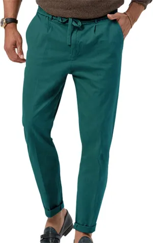 Mens Dress Pants Straight Elastic Waist Casual Lightweight Slim Fit Solid Pants Beach Yoga Business Trousers Pockets
