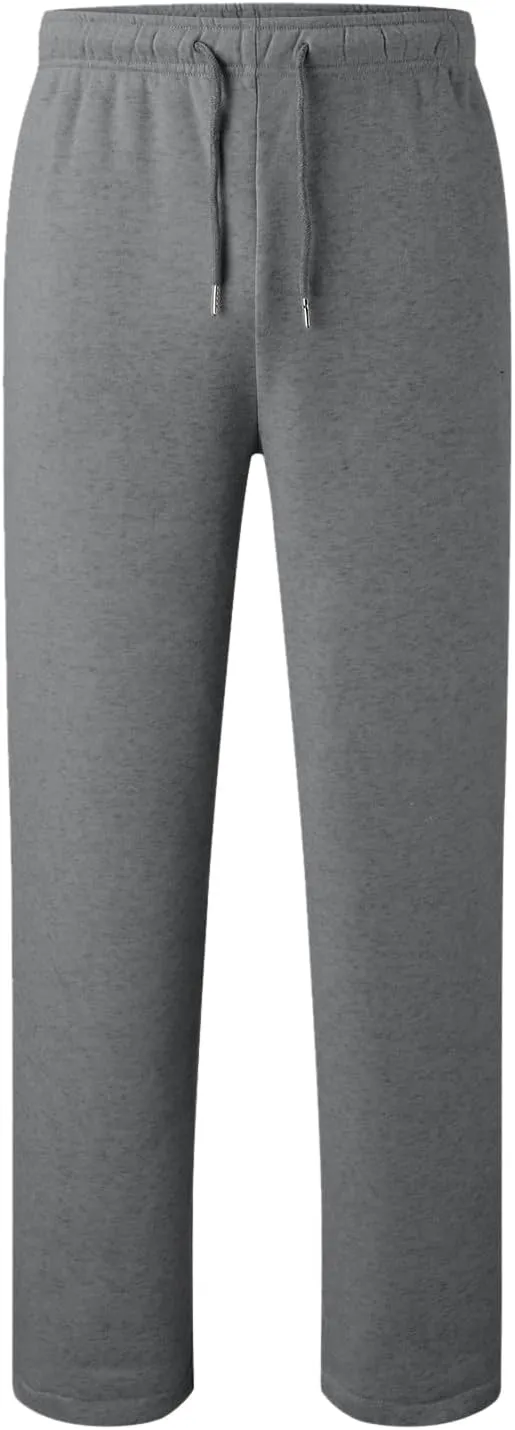 Mens Fleece Lined Joggers Pants Wide Leg Sweatpants Baggy Workout Pants Elastic Waist Cargo Pants Warm Running Pants