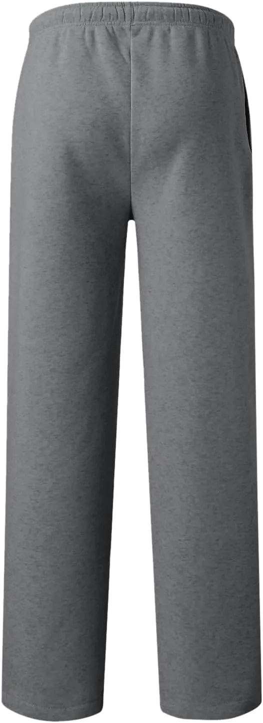 Mens Fleece Lined Joggers Pants Wide Leg Sweatpants Baggy Workout Pants Elastic Waist Cargo Pants Warm Running Pants