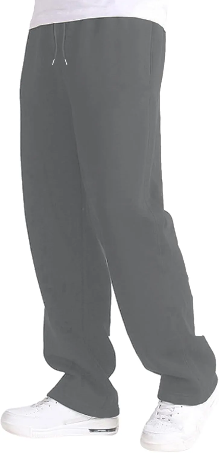Mens Fleece Lined Joggers Pants Wide Leg Sweatpants Baggy Workout Pants Elastic Waist Cargo Pants Warm Running Pants