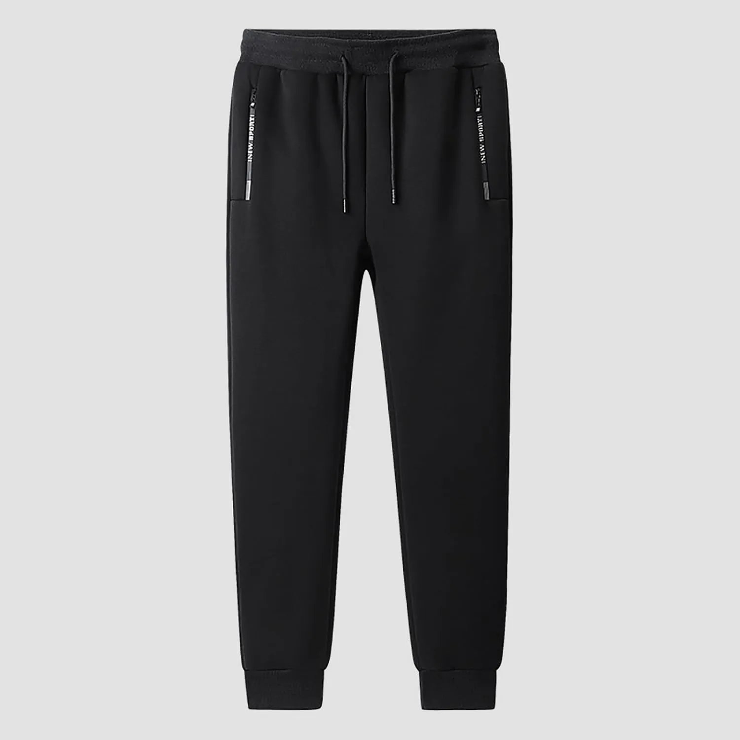 Mens Fleece Lined Pants, Mens Sherpa Lined Sweatpants Winter Warm Fleece Pants Straight Leg Drawstring Jogging Pants
