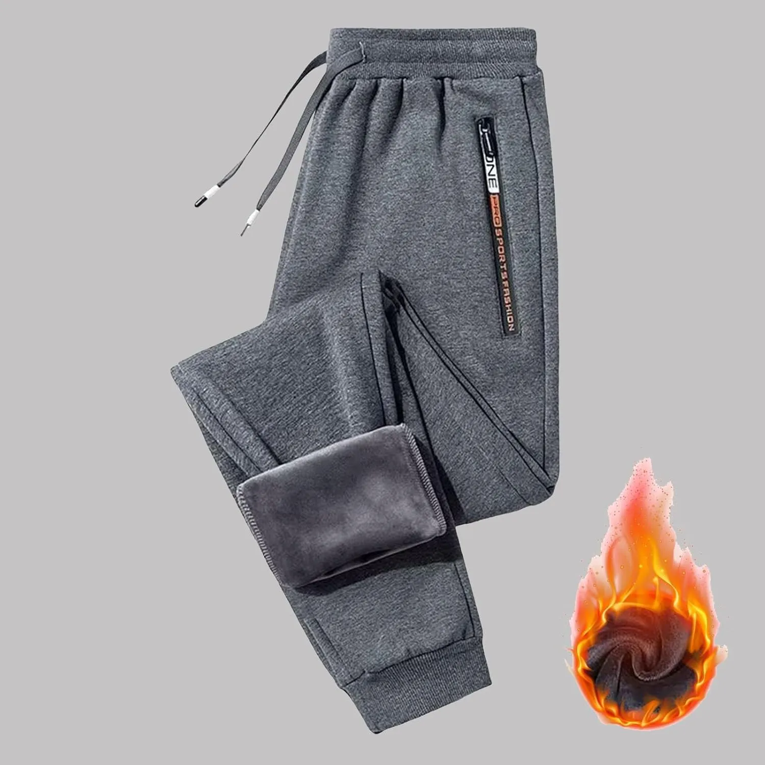 Mens Fleece Lined Pants, Mens Winter Warm Fleece Pants Sherpa Lined Sweatpants with Pockets Stretch Gym Running Pants