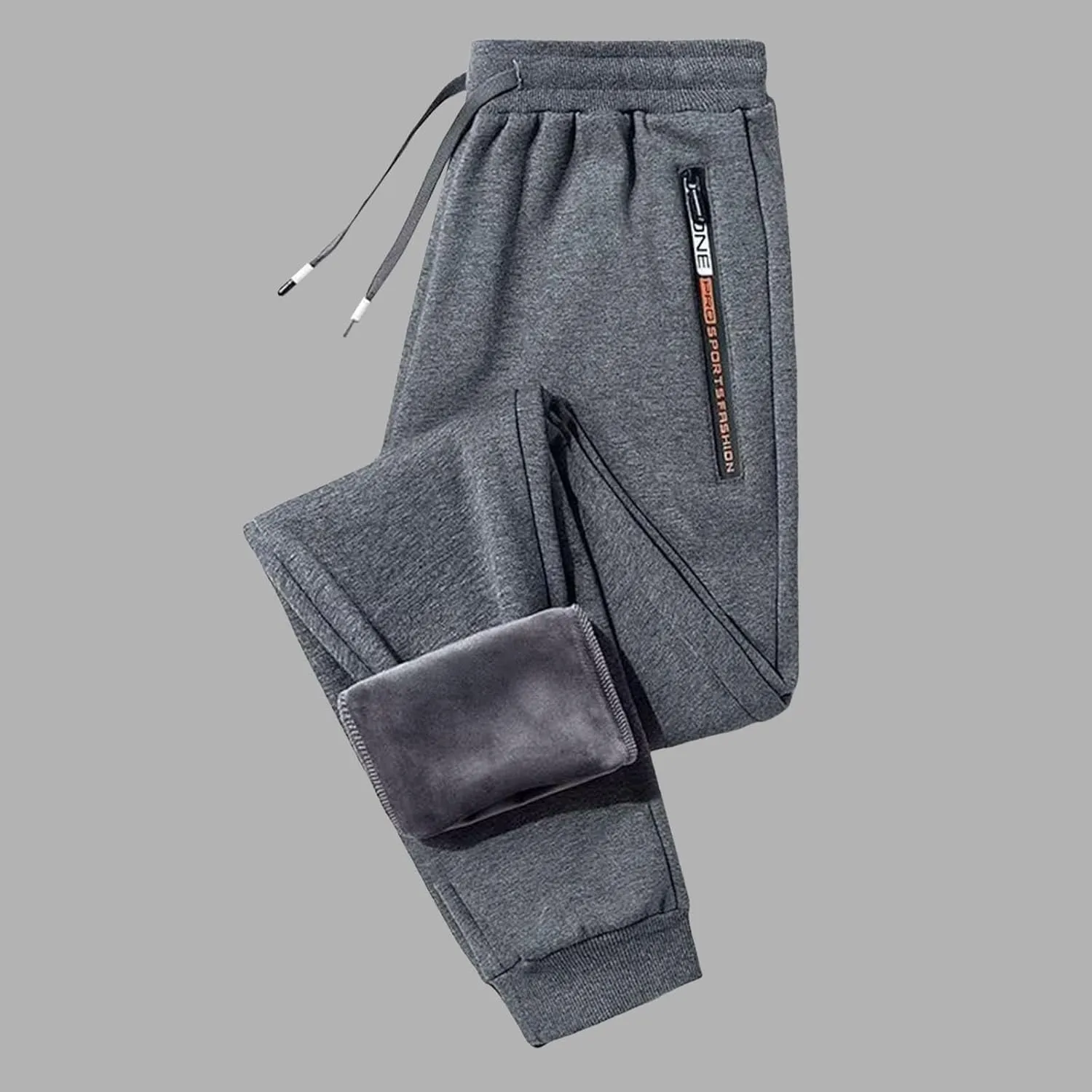 Mens Fleece Lined Pants, Mens Winter Warm Fleece Pants Sherpa Lined Sweatpants with Pockets Stretch Gym Running Pants