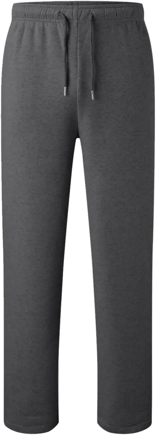 Mens Fleece Lined Sweatpants Baggy Joggers Pants Wide Leg Workout Pants Elastic Waist Cargo Sweatpants Casual Bottoms
