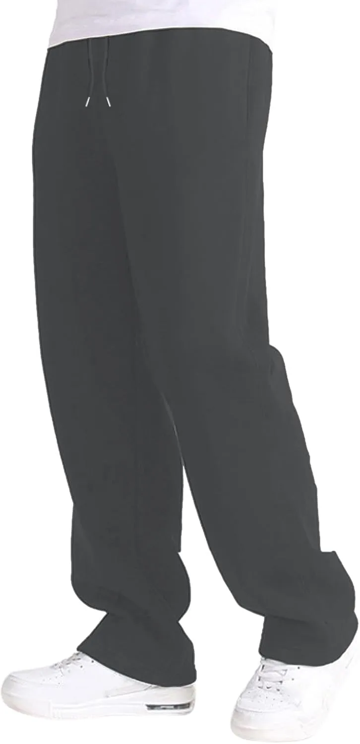 Mens Fleece Lined Sweatpants Baggy Joggers Pants Wide Leg Workout Pants Elastic Waist Cargo Sweatpants Casual Bottoms
