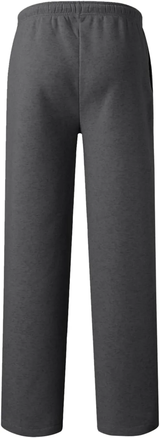 Mens Fleece Lined Sweatpants Baggy Joggers Pants Wide Leg Workout Pants Elastic Waist Cargo Sweatpants Casual Bottoms