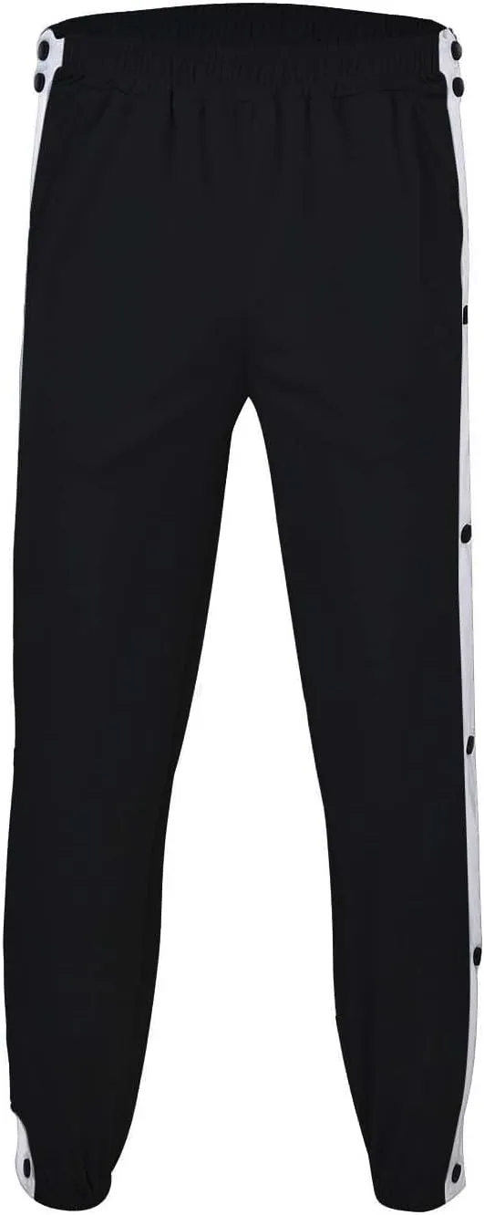Mens Jogger Pants Tear-Away Athletic Pants Side High Split Snap Button Striped Sweatpants Casual Workout Trousers