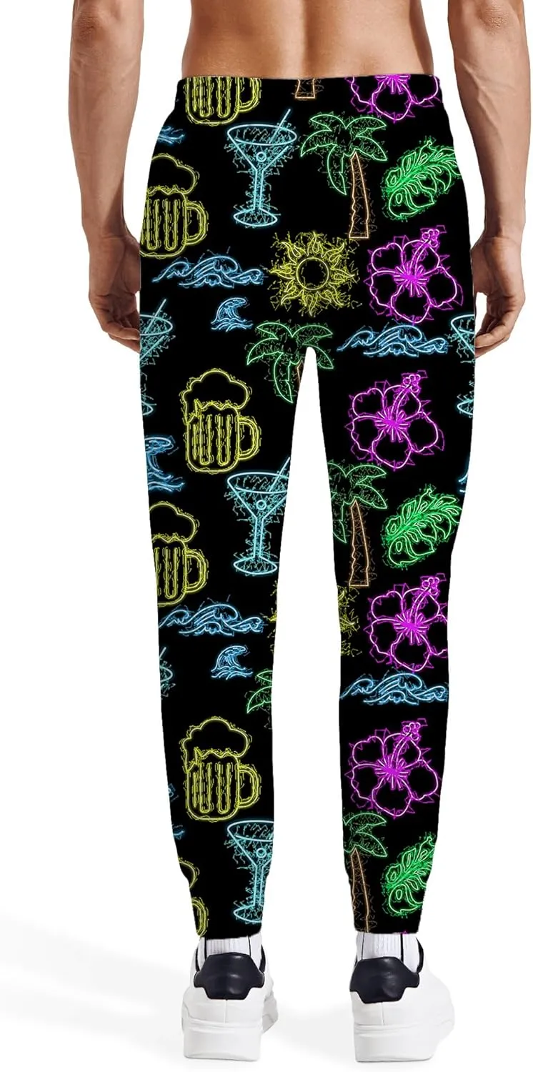 Mens Joggers Sweatpants Printed Athletic Pants for Running Casual Sports with Pockets