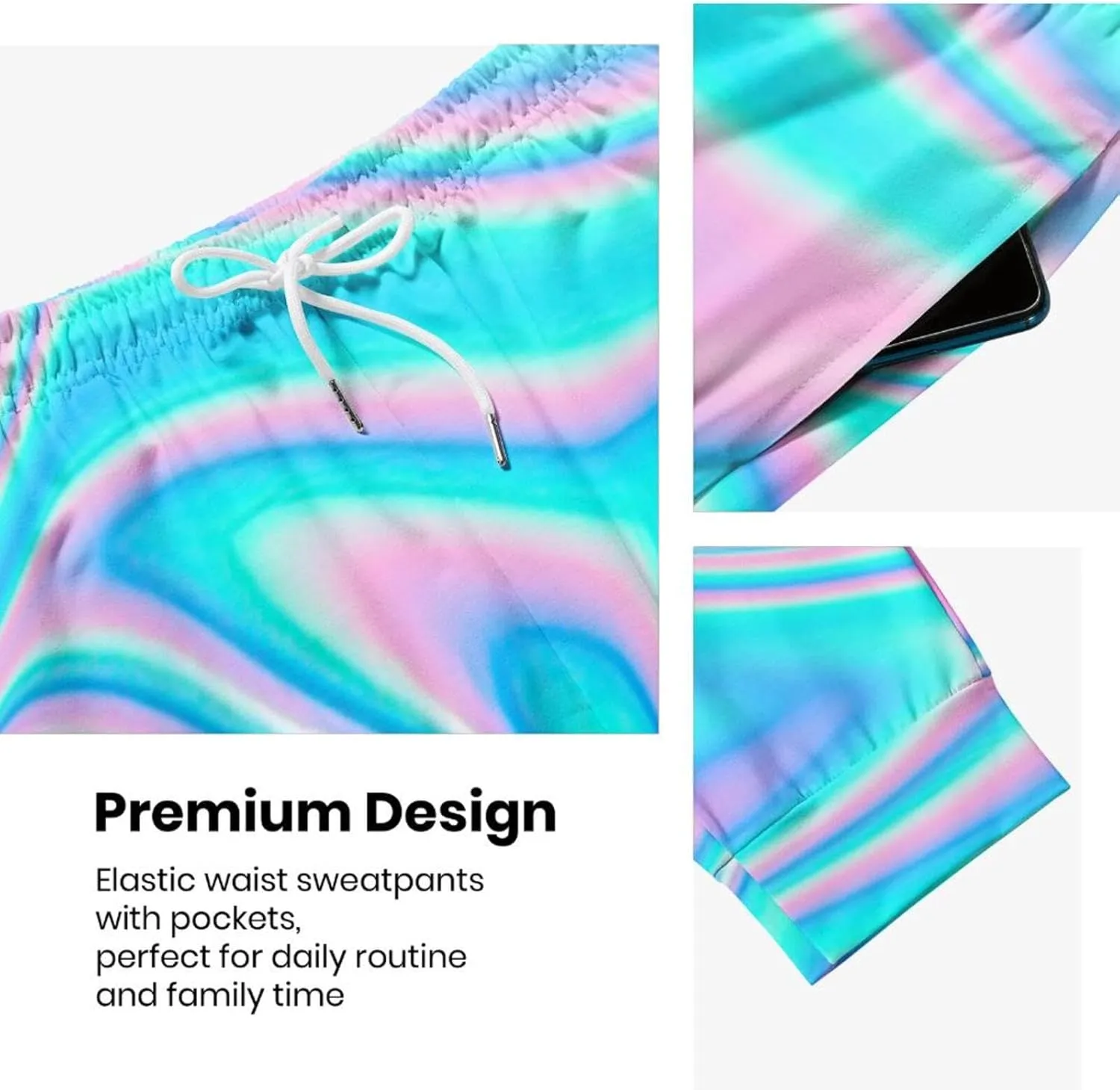 Mens Joggers Sweatpants Printed Athletic Pants for Running Casual Sports with Pockets