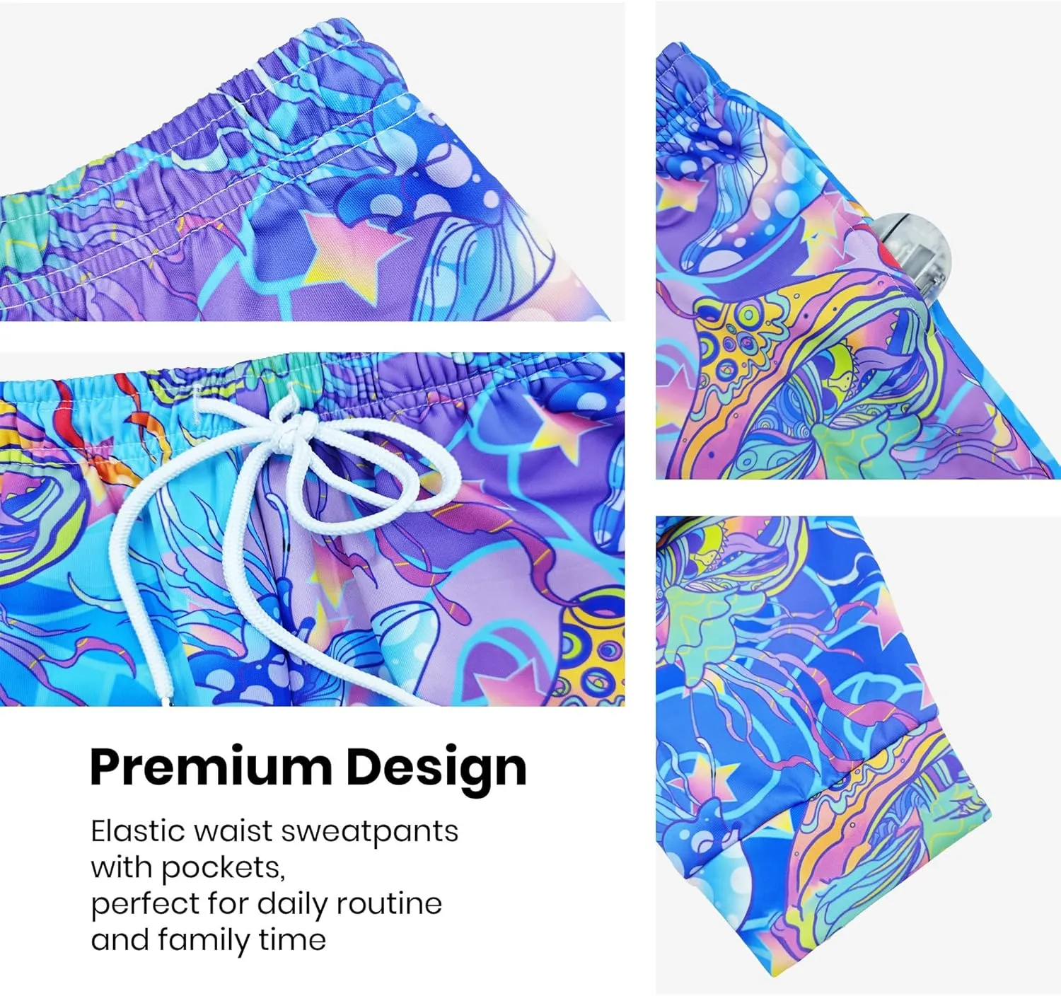 Mens Joggers Sweatpants Printed Athletic Pants for Running Casual Sports with Pockets