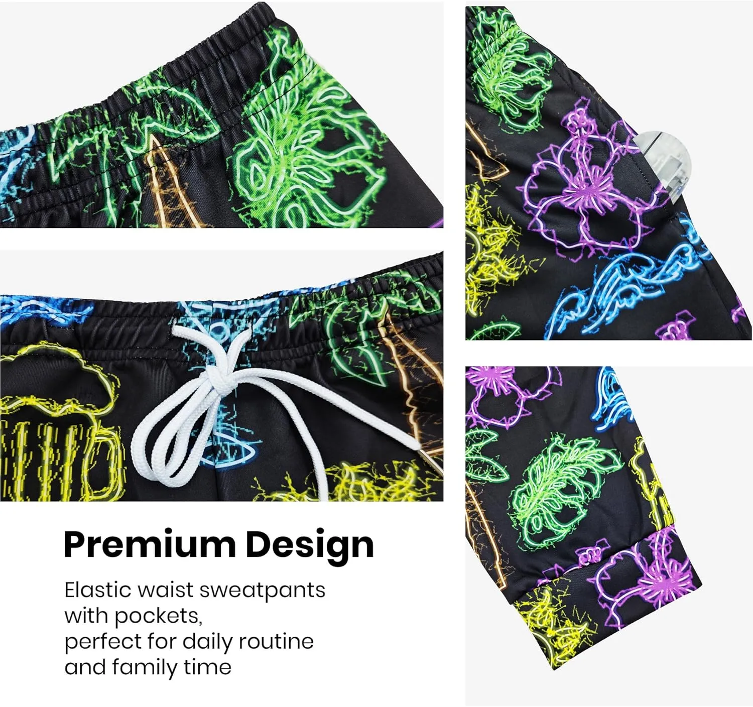 Mens Joggers Sweatpants Printed Athletic Pants for Running Casual Sports with Pockets