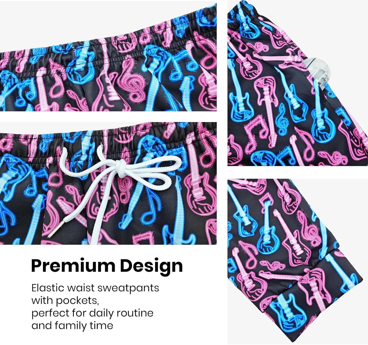 Mens Joggers Sweatpants Printed Athletic Pants for Running Casual Sports with Pockets