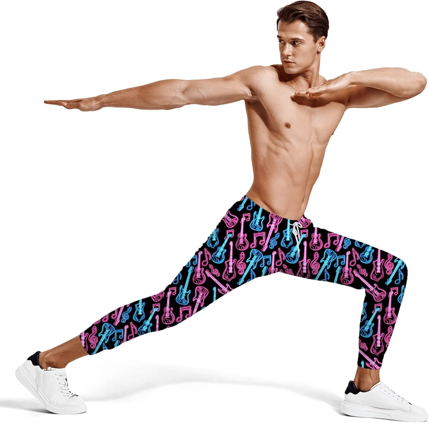 Mens Joggers Sweatpants Printed Athletic Pants for Running Casual Sports with Pockets
