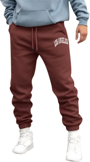 Mens Sweatpants 3D Printed Elastic Waist Casual Heavyweight Warmth Trendy Pants Outdoor Training Trousers with Pockets