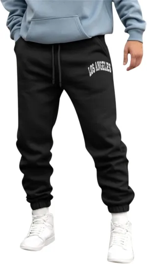 Mens Sweatpants 3D Printed Elastic Waist Casual Heavyweight Warmth Trendy Pants Outdoor Training Trousers with Pockets