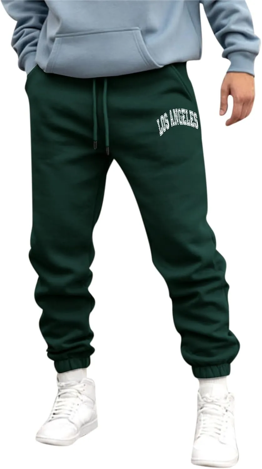Mens Sweatpants 3D Printed Elastic Waist Casual Heavyweight Warmth Trendy Pants Outdoor Training Trousers with Pockets