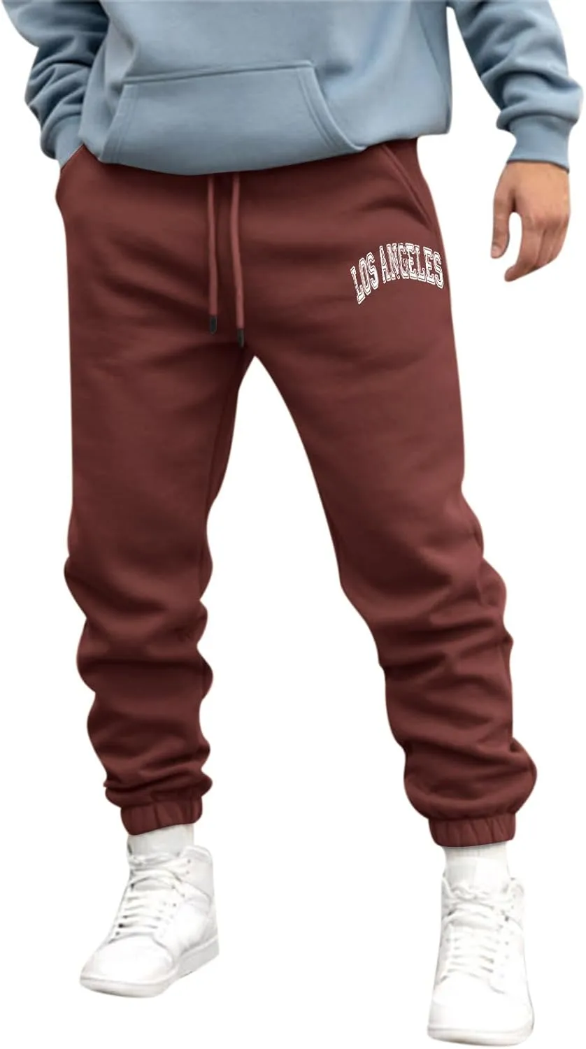 Mens Sweatpants 3D Printed Elastic Waist Casual Heavyweight Warmth Trendy Pants Outdoor Training Trousers with Pockets