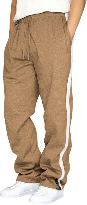Men's Sweatpants Joggers Pants Wide Leg Loose Sport Work Straight Trouser Splicing Printed with Pockets Sweat Pant