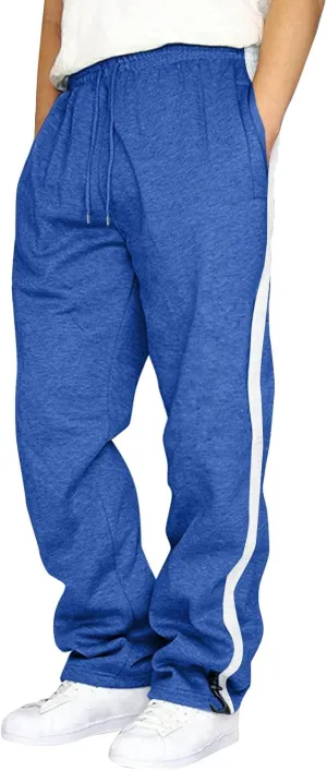 Men's Sweatpants Joggers Pants Wide Leg Loose Sport Work Straight Trouser Splicing Printed with Pockets Sweat Pant