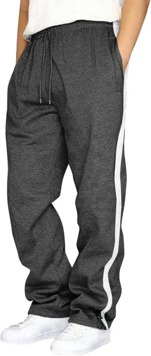 Men's Sweatpants Joggers Pants Wide Leg Loose Sport Work Straight Trouser Splicing Printed with Pockets Sweat Pant