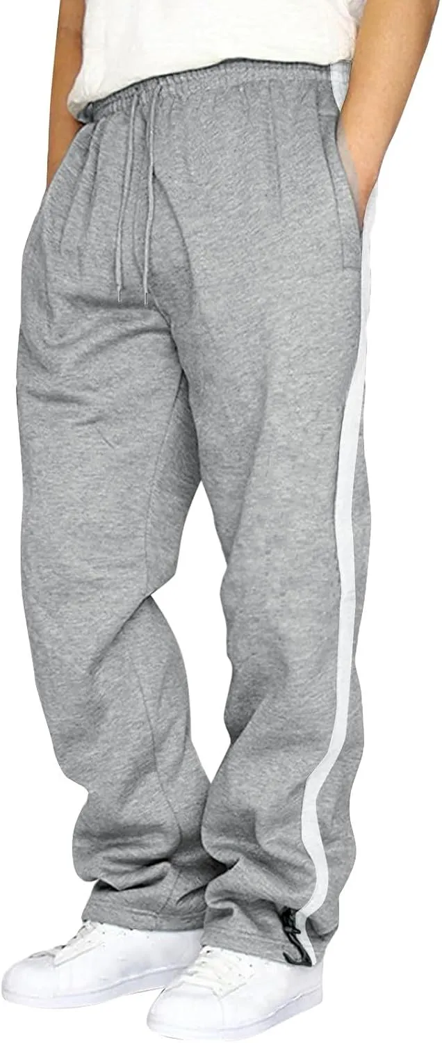 Men's Sweatpants Joggers Pants Wide Leg Loose Sport Work Straight Trouser Splicing Printed with Pockets Sweat Pant