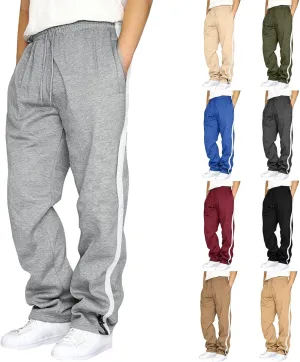 Men's Sweatpants Joggers Pants Wide Leg Loose Sport Work Straight Trouser Splicing Printed with Pockets Sweat Pant