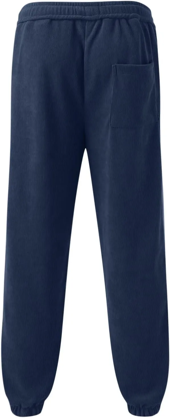 Mens Workout Cargo Sweatpants Casual Pants Slim fit with Zipper Pockets Men's Fleece Lined Pants Water Resistant Warm