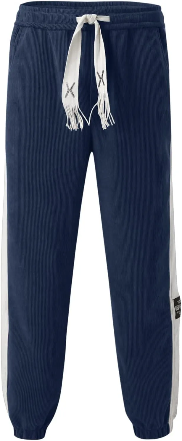 Mens Workout Cargo Sweatpants Casual Pants Slim fit with Zipper Pockets Men's Fleece Lined Pants Water Resistant Warm