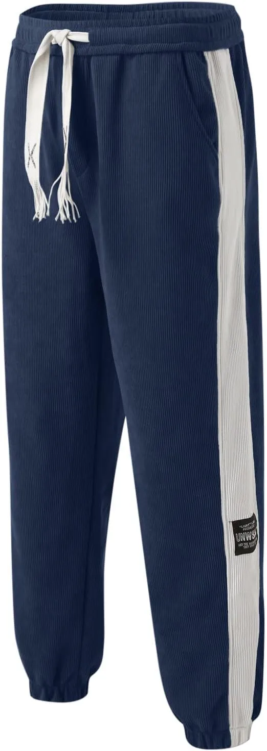 Mens Workout Cargo Sweatpants Casual Pants Slim fit with Zipper Pockets Men's Fleece Lined Pants Water Resistant Warm