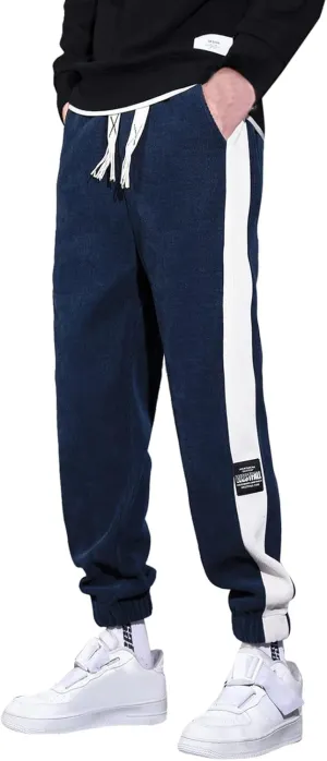 Mens Workout Cargo Sweatpants Casual Pants Slim fit with Zipper Pockets Men's Fleece Lined Pants Water Resistant Warm