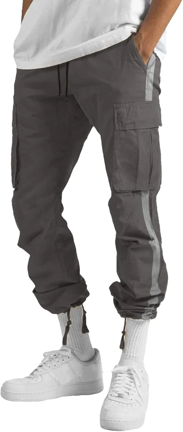 Mens Workout Cargo Sweatpants Printed Overalls Casual Pocket Sport Work Casual Trouser Pants Big and Tall Sweatpants