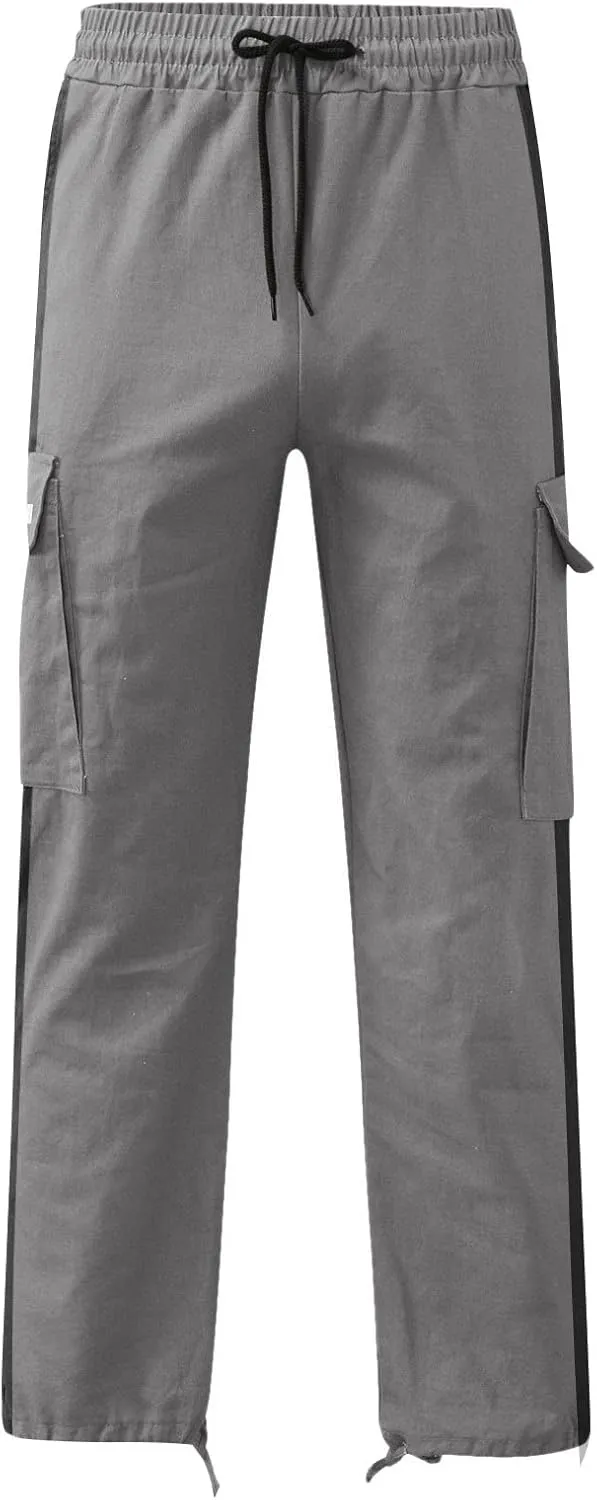 Mens Workout Cargo Sweatpants Printed Overalls Casual Pocket Sport Work Casual Trouser Pants Big and Tall Sweatpants