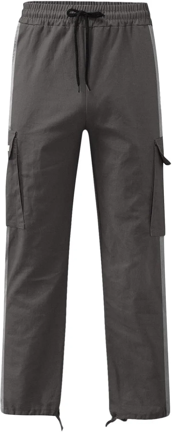Mens Workout Cargo Sweatpants Printed Overalls Casual Pocket Sport Work Casual Trouser Pants Big and Tall Sweatpants