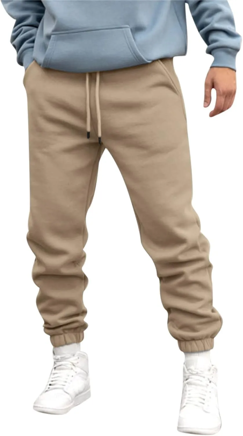 Mens Workout Cargo Sweatpants Work Jogger Pants with Pockets Mens Casual Pants Stretch Slim Fit Workout Bodybuilding